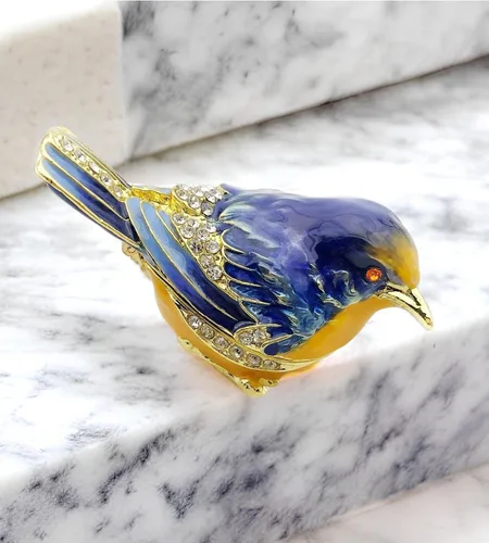 Miniatura 2 de JWT Astyle Starling Bird - Cajas de joyería con bisagras y cristales esmaltados. Regalos para amantes de los pájaros para mujeres. Caja