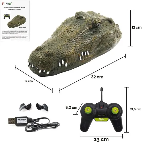 Miniatura 7 de Akargol Barcos RC de cabeza de cocodrilo con control remoto de 2.4 GHz para adultos y niños - Señuelo de resina grande y cabeza de cocodrilo