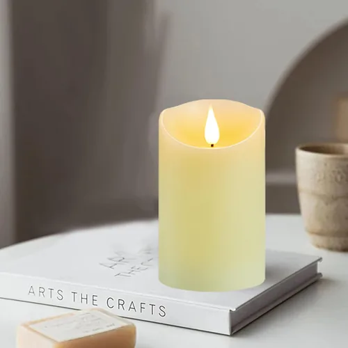 Miniatura 5 de Velas parpadeantes sin llama con batería recargable, velas electrónicas con control remoto y temporizador, velas de pilar LED con mecha de cera