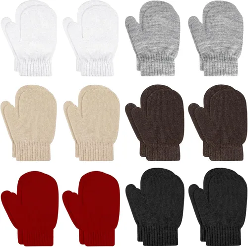 Miniatura 23 de ONESING 5 pares de manoplas para niños pequeños guantes de invierno negros para niñas y niños - Manoplas cálidas para recién nacidos