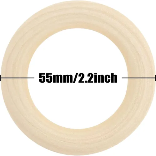 Miniatura 4 de 10 piezas de anillos de madera natural para manualidades, anillos de madera sin terminar para macramé, conectores de madera para colgantes