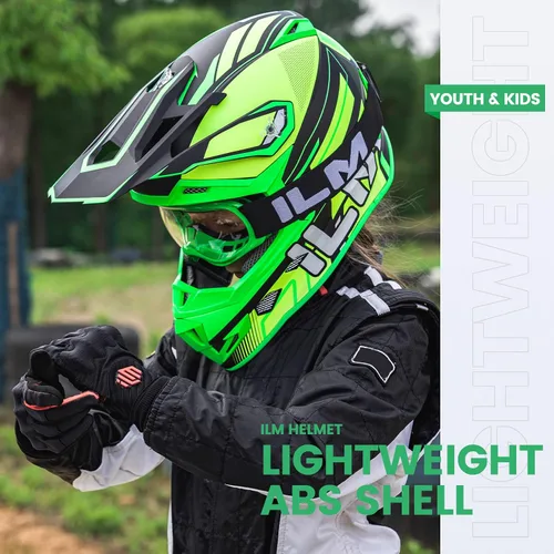 Miniatura 5 de ILM Cascos de Bicicleta de Tierra para Jóvenes y Niños ATV Motocross Motocicleta Todoterreno Bicicleta de Tierra Cara Completa DOT Casco de Cuatro