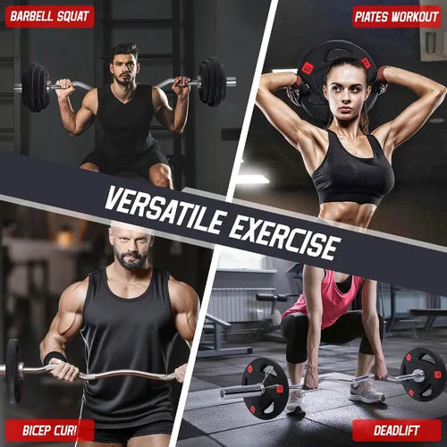 Miniatura 8 de Fitvids - Disco de pesas de hierro fundido olímpico de 2 pulgadas para entrenamiento de fuerza y levantamiento de pesas, estilo con revestimiento