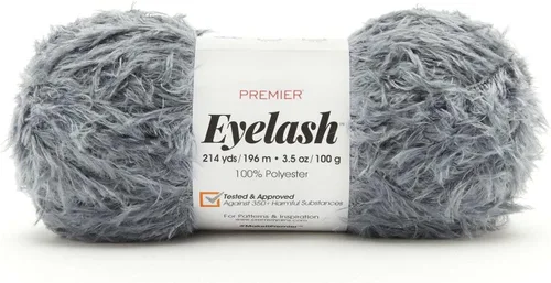 Premier Yarns Hilo de pestañas, hecho de poliéster, hilo voluminoso para ganchillo y tejido, perfecto para juguetes y detalles decorativos, carbón,