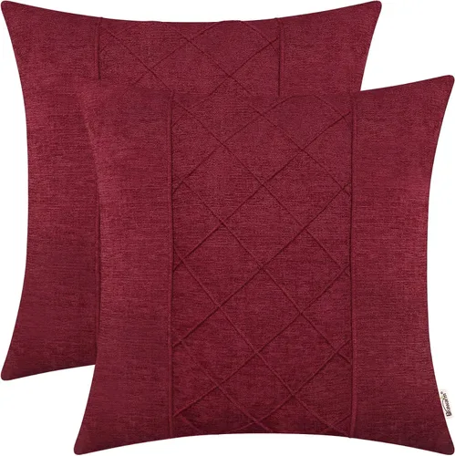 Miniatura 34 de BRAWARM Fundas de almohada 40x40 cm - Paquete de 2 fundas de almohada de chenilla negra, fundas de almohada de chenilla suave teñida sólida