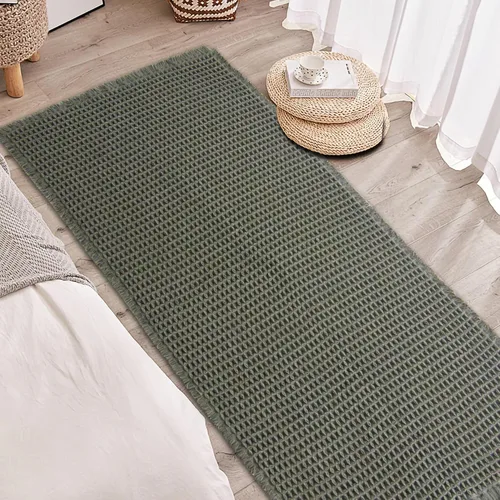 Miniatura 7 de Alfombras de baño de punto gofre, estilo bohemio, súper absorbente, antideslizante, lavable, ultra suave, con parte trasera de goma, tapetes de baño