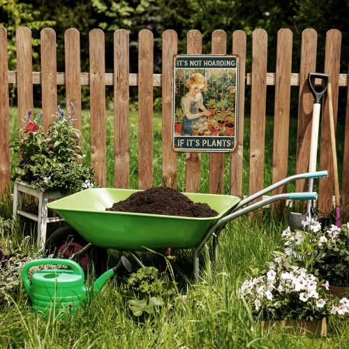 Miniatura 7 de Decoración de Jardín Graciosa - No es Acaparamiento si son Plantas Letrero de Lata para Exterior 30.5cmx20.3cm No acaparamiento