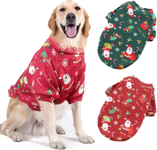 2 paquetes de ropa de Navidad para perros grandes, suéteres, disfraces de invierno cálidos para cachorros, vacaciones para perros en clima frío,