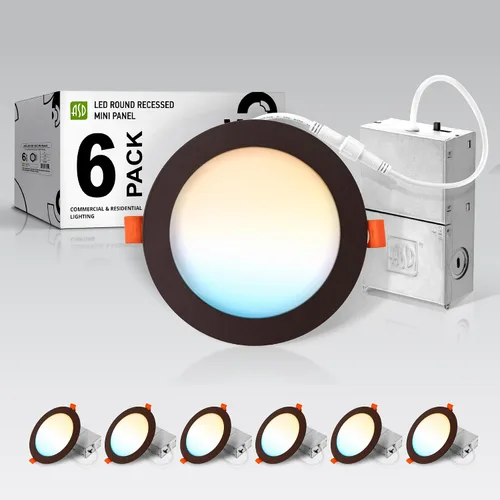 Miniatura 17 de ASD Paquete de 6 luces LED empotrables de 4 pulgadas, 12 W, 5 CCT 2700K-5000K CRI90+, luces de techo regulables ultrafinas con clasificación IC