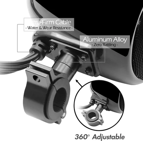 Miniatura 6 de GoHawk - Amplificador todo en uno de 4.5 pulgadas, rango completo, impermeable, Bluetooth, bocinas estéreo de motocicleta con AUX para manubrio