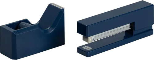 Miniatura 2 de JAM PAPER Juegos de oficina y escritorio, 1 grapadora y 1 dispensador de cinta, azul marino, paquete de 2