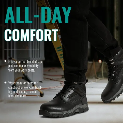 Miniatura 5 de Jousen Botas de acero con punta para hombre, impermeables, de combate, tácticas, militares, aisladas, botas de trabajo para hombres