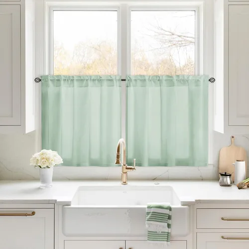 Miniatura 34 de HOMEIDEAS Cortinas Transparentes de Privacidad Blancas No Transparentes, 52 X 45 Pulgadas de Largo 2 Paneles Cortinas Transparentes Filtradoras