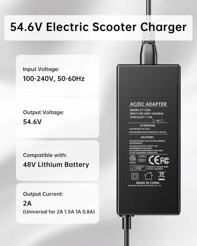 Miniatura 5 de WUKUR Cargador de scooter eléctrico de 54.6V 2A, 5 conectores para baterías de litio de 48 V, compatible con Lectric XP 2.0/3.0, para Ecotric