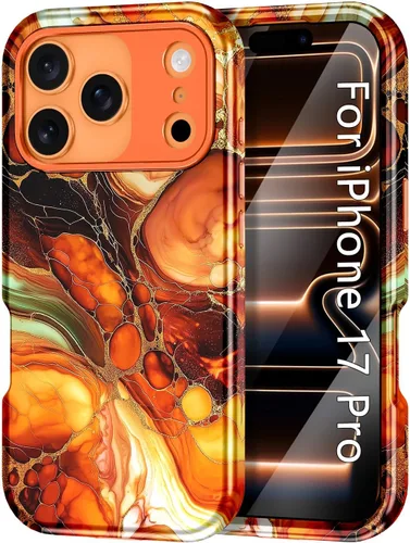 Miniatura 16 de CASEFIV Funda compatible con iPhone 11, patrón de mármol 3 en 1, resistente a prueba de golpes y caídas, cuerpo completo, policarbonato duro