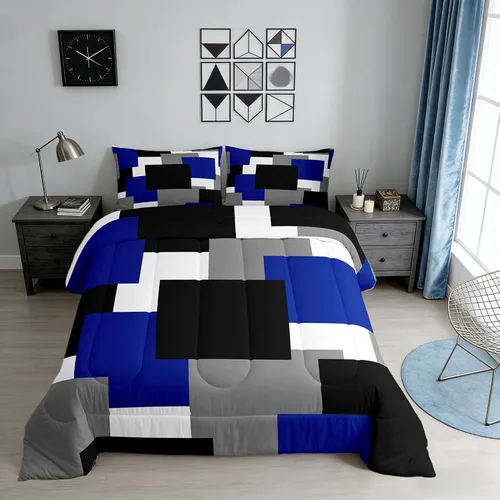 Miniatura 36 de Castle Fairy Juego de edredón con estampado azteca occidental, juego de ropa de cama geométrica a rayas marrones para niños y adolescentes