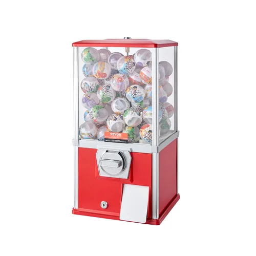 Miniatura 9 de VEVOR Máquina de chicle, Máquina expendedora casera de 21 pulgadas de altura, Dispensador de bolas hinchables PS, capacidad para 180 juguetes de Rojo