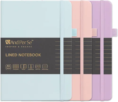 Miniatura 76 de &And Per Se - Cuaderno en blanco, 160 páginas, 5.7 x 8 pulgadas, cuaderno de rayas estrechas con papel grueso para escribir, cuaderno de tapa dura