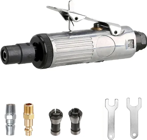Amoladora de troquel neumática de 1/4 pulgada, velocidad libre de 25.000 RPM, portabrocas de 1/4 pulgada (6MM) y 1/8 pulgada (3MM), tamaño mini y
