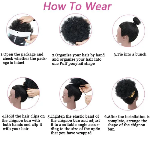 Miniatura 5 de THEMIS HAIR Cola de caballo afro con cordón para mujeres negras, moño corto de cola de caballo con cordón alto para cabello natural corto, 1b