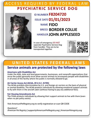 Miniatura 4 de Tarjeta de identificación de perro de servicio psiquiátrico personalizada + registro para animales de servicio incluido NFC y código QR ADA Ready