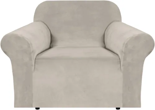 Miniatura 74 de H.VERSAILTEX Funda de terciopelo elástico para sillón, funda para sillón de 1 cojín para sala de estar, funda de muebles hecha de terciopelo grueso