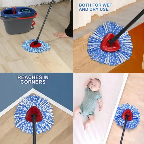 Miniatura 3 de Cabezales de repuesto para trapeador giratorio compatibles con el sistema de mopa RinseClean de 2 tanques, cabezales de repuesto de mopa