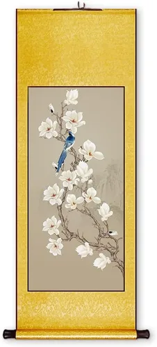 Miniatura 20 de Xzhipeng Pergamino Pintura colgante vertical Flor pájaro Pintura china Porche Pasillo Pasillo Pintura colgante Pergamino Sala de estar Comedor