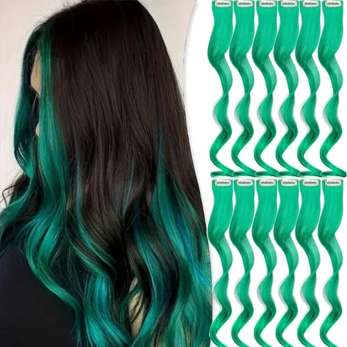 Miniatura 11 de Extensiones de cabello sintético lacio y sintético con clip de 24 pulgadas, para mujeres y niñas, regalo para fiestas, cosplay, rosa