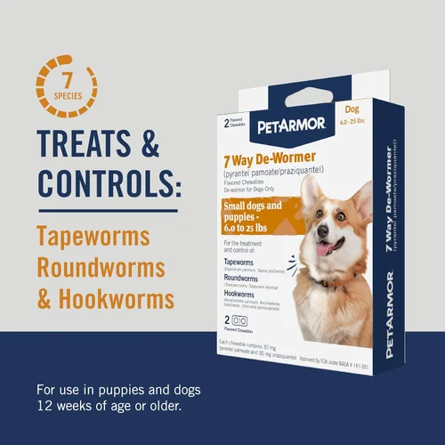 Miniatura 3 de PetArmor Desparasitante de 7 vías para perros, tratamiento oral de tenia, gusano redondo y anquilostoma, desparasitante para cachorros y perros