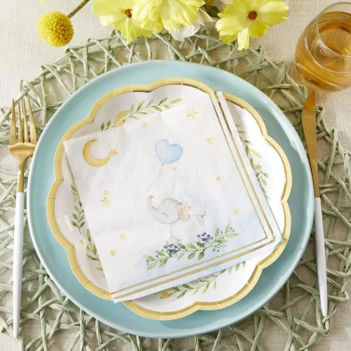 Miniatura 2 de Kate Aspen Elephant Baby Shower - Servilletas de papel de 2 capas, color azul (juego de 30) Little Peanut, servilletas decorativas gruesas
