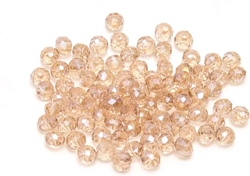 Miniatura 32 de 786 cuentas de cristal de 4 tamaños, cuentas de cristal Rondelle facetadas, cuentas de cristal Briolette, cuentas espaciadoras para pulseras, Ámbar