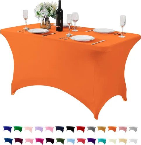 Miniatura 79 de Mantel de elastano para mesas de 4, 6 u 8 pies, mantel elástico universal ajustable para fiestas, banquetes, bodas y eventos - Verde manzana