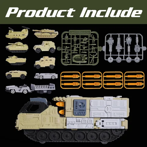 Miniatura 3 de XDUOYJOY Juegos de juguetes militares con misiles lanzables, juguetes del ejército con 9 vehículos, camiones helicópteros, figuras de acción