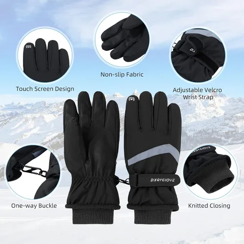 Miniatura 2 de Guantes de esquí para hombre, guantes de invierno impermeables para pantalla táctil, guantes de nieve cálidos, guantes de snowboard para hombre