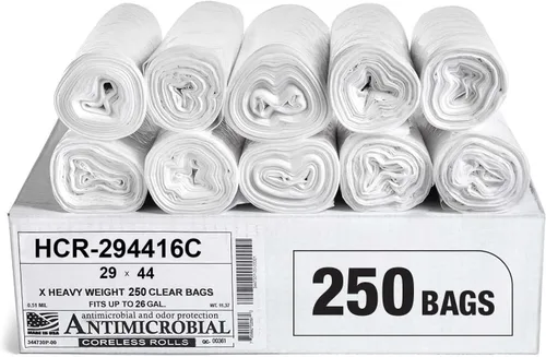 Miniatura 12 de Aluf Plastics Bolsas de basura de alta densidad, 10 galones, 1000 unidades, 6 micrones (eq), 24" x 24", transparentes, para baño, oficina