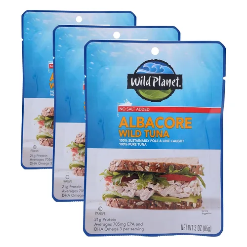 Miniatura 9 de Wild Planet, Atún blanco salvaje, sin sal añadida, keto y paleo, con análisis de mercurio hecho por terceros, 3 onzas