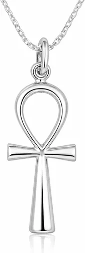 AeraVida Collar de plata de ley 925 con cruz religiosa ANKH egipcia de eternidad, Metal