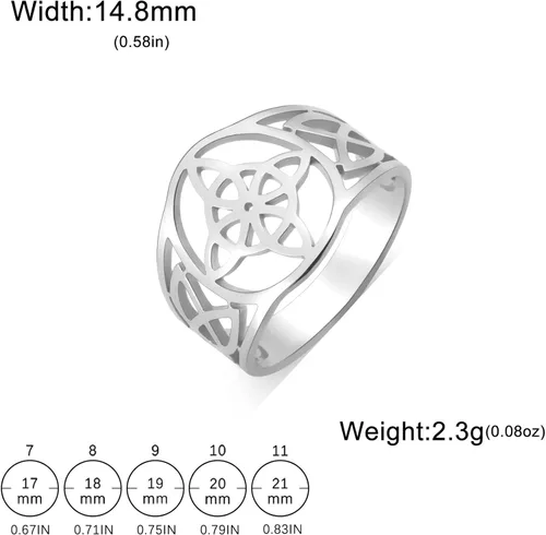 Miniatura 26 de UNIFT Anillo de nudo de bruja para mujer, acero inoxidable, celta, cuaternario, Wicca, estilo geométrico, anillo de nudo de brujería, amuleto