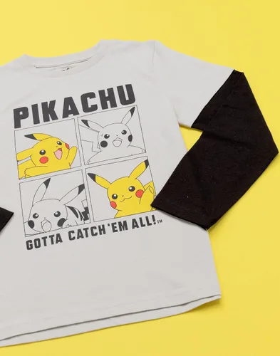 Miniatura 3 de Pokemon Camiseta Niños Niños Skater Ropa Gris Pikachu Game Top