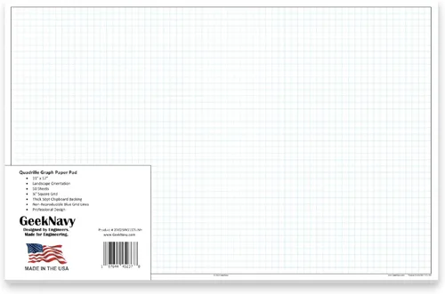 Miniatura 8 de GeekNavy Papel cuadriculado de 8.5 x 11 pulgadas, 50 hojas verticales, cuadrícula cuadrada de 0.25 pulgadas, 4 x 4, plano, alto brillo, contorno