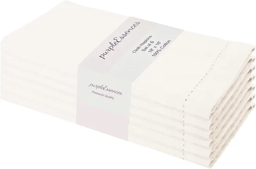 Miniatura 33 de PurpleEssences Juego de 6 servilletas de tela de vainica, 100% algodón, suaves, duraderas, lavables, ideales para bodas, Navidad, vacaciones