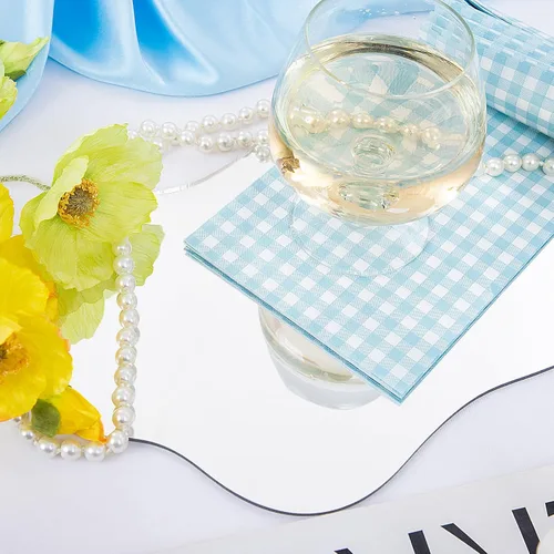 Miniatura 4 de WDF Paquete de 150 servilletas de papel azul bebé, 3 capas, desechables, color azul y blanco, servilletas de cena de invitados de papel para baño