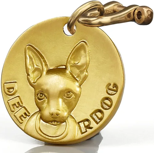 Miniatura 15 de Etiqueta de perro retro de cobre puro tridimensional con estampado de mascotas en relieve, etiquetas personalizadas para mascotas, etiquetas
