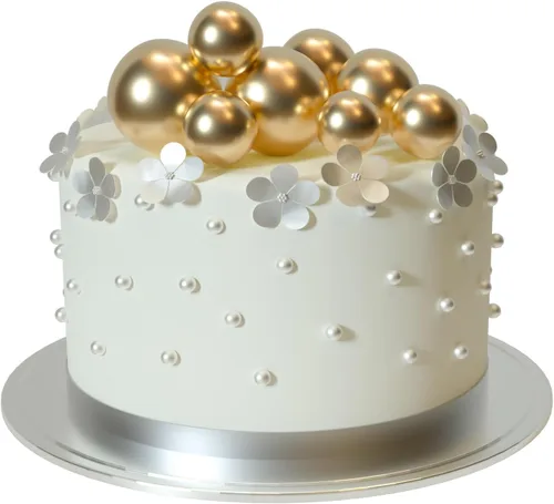 Miniatura 7 de ASTARON 20 piezas de decoración para pastel de bolas, mini globos, palitos para pastel, púas doradas, bolas de pastel para graduación, boda, Oro