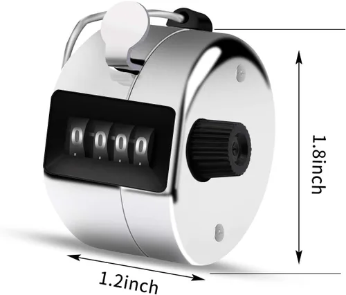 Miniatura 3 de 12 unidades de contador de mano de 4 dígitos, contador de regazo de 4 dígitos, contador de clic manual mecánico de mano con anillo de dedo