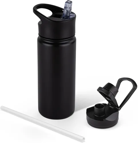 Miniatura 23 de Botella de agua aislada de 64 onzas con tapas de pajita y boquilla, jarra de agua de acero inoxidable de medio galón con mango de paracord, vacío