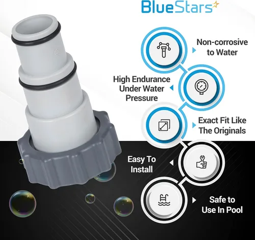 Miniatura 2 de BlueStars Adaptador de manguera con pieza de repuesto de collar, compatible con Intex Fit para bombas de conexión roscada, convierte mangueras