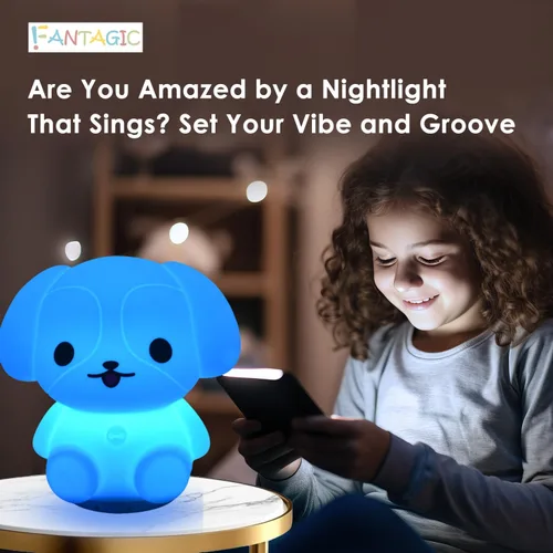 Miniatura 6 de Altavoz Bluetooth combinado y luz nocturna con 9 emisiones de color, silicona apta para niños y libre de BPA, recarga USB, recibe audio