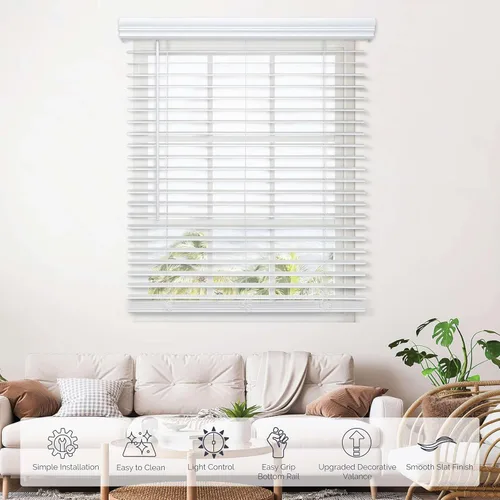Miniatura 2 de Linen Avenue Persiana inalámbrica de madera sintética de 2 pulgadas, color blanco, 40 pulgadas de ancho x 60 pulgadas de alto, montaje exterior